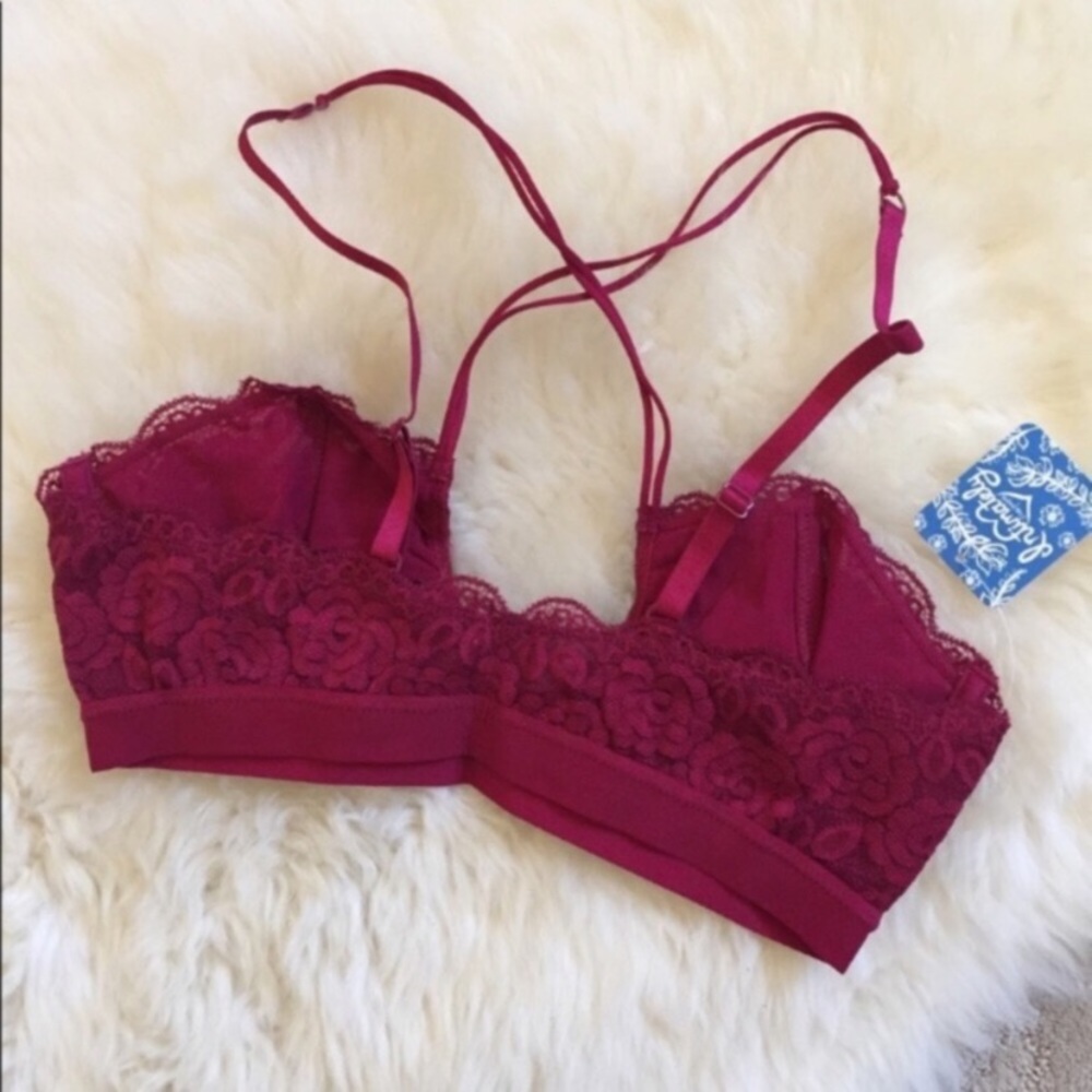 Free People Raspberry Lace Racer Back Bralette - Picture 5 of 8